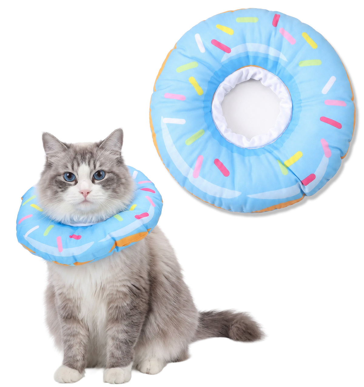 Blue Cat Donut Collar, Soft Cat Cone Collar Lightweight Adjustable
