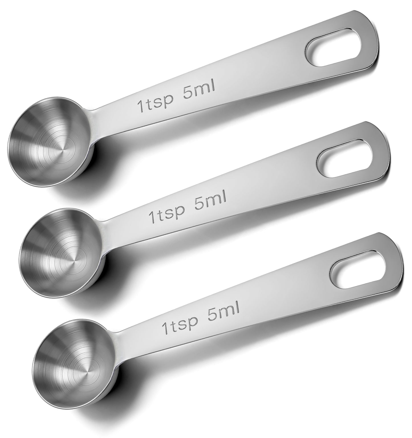 3PCS 5ml Measuring Spoon, Stainless Steel Teaspoon Measuring Spoons Set, 1 Teaspoon Measuring Spoons for Coffee & Cooking (Polished, 0.17 Fl Oz / 5 Ml)