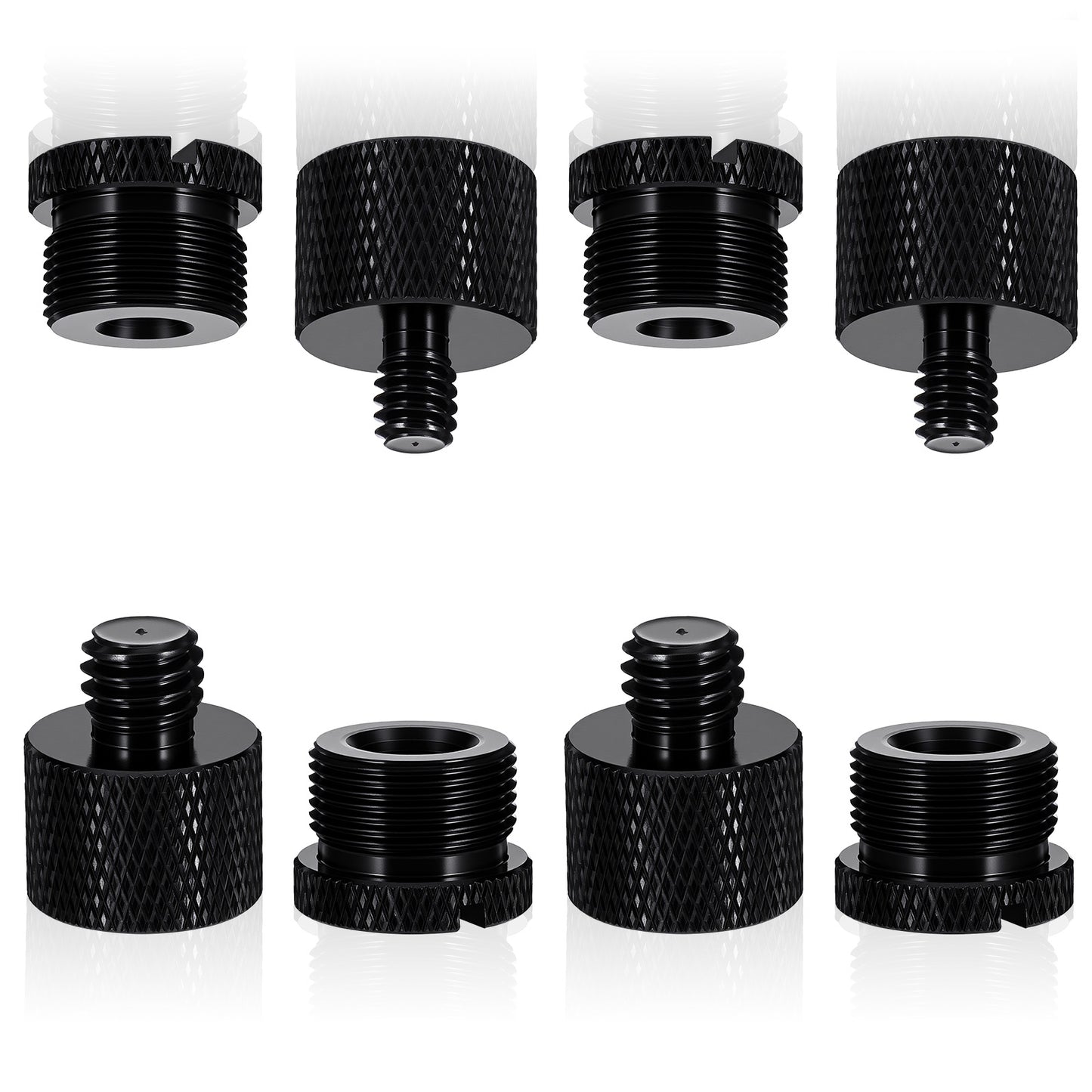 Classicseali 8PCS Tripod Adapter, Aluminum Alloy Microphone Stand Adapter, 3/8 Female to 1/4 Male Adapters, Screw Adapters for Microphone Stands and Microphones Booms, Black