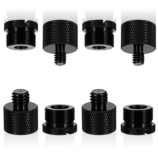 Classicseali 8PCS Tripod Adapter, Aluminum Alloy Microphone Stand Adapter, 3/8 Female to 1/4 Male Adapters, Screw Adapters for Microphone Stands and Microphones Booms, Black