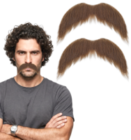 2Pcs Fake Mustache, Stick On Moustache Self-Adhesive (Brown)