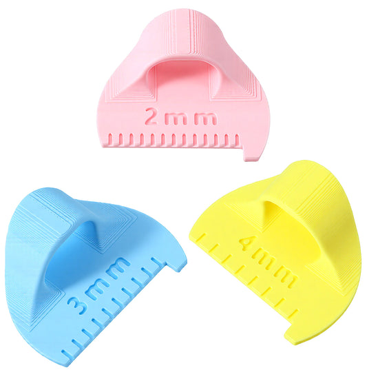 3Pcs Edge Stitch Lock & Sewing Gauge, Plastic Blanket Stitch Guide Tool for Even Consistent Stitches, Easy Patchwork Mending & Embroidery (Pink, Yellow, Blue, 5 x 3.85 cm)