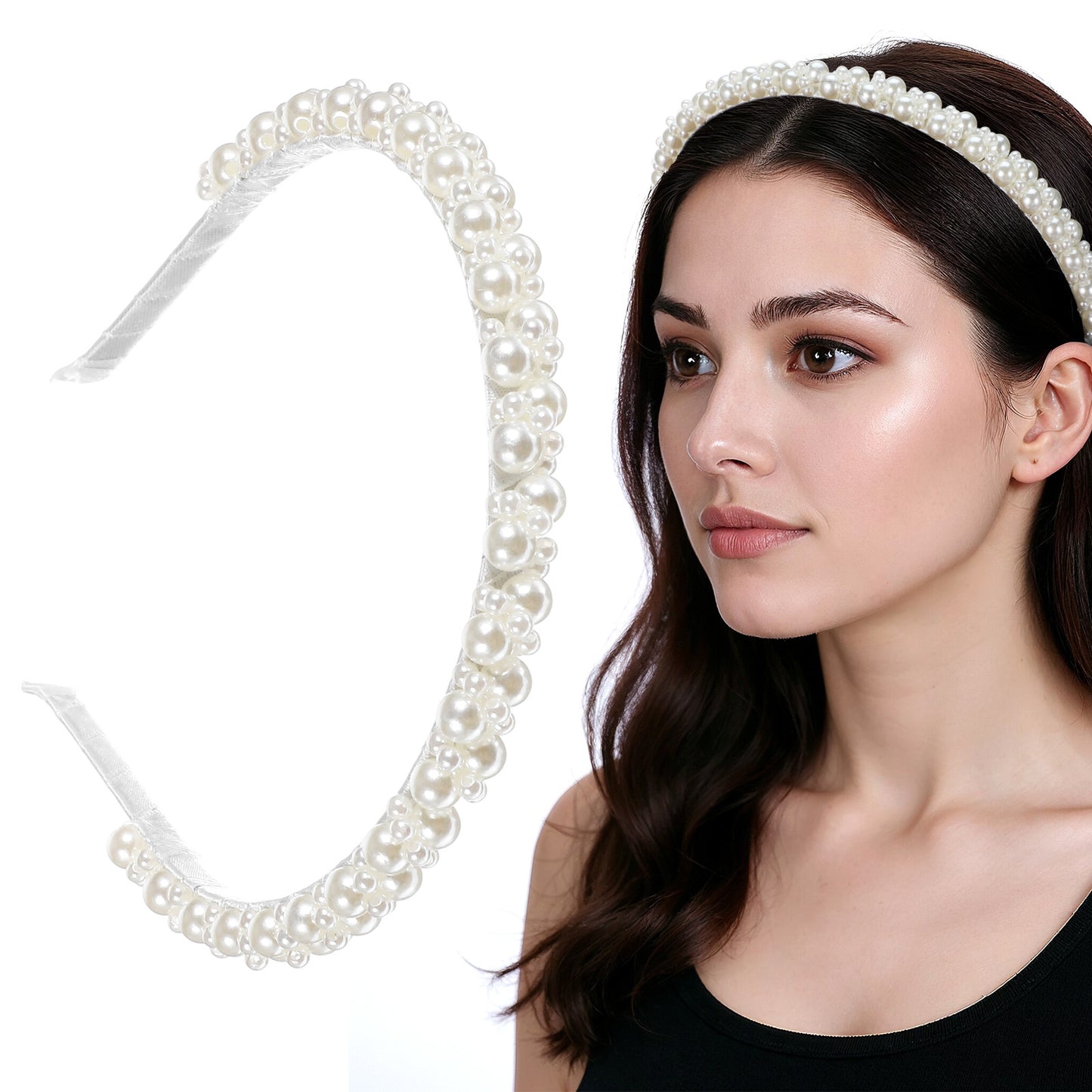 Guduling Pearl Headbands For Women, Pearl Headband, Imitation Pearls, Fashionable and Cute, Suitable for Birthday, Wedding, Party, White