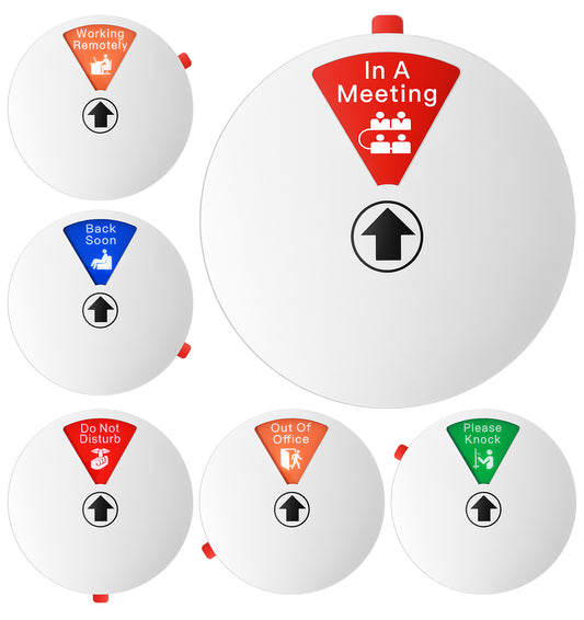 Office Door Sign, Magnetic & Adhesive 6Inch Privacy Door Sign Rotating Privacy Meeting Signs, Do Not Disturb, In a Meeting, Out of Office, Please Knock, Working Remotely, In and Out Status, Silver