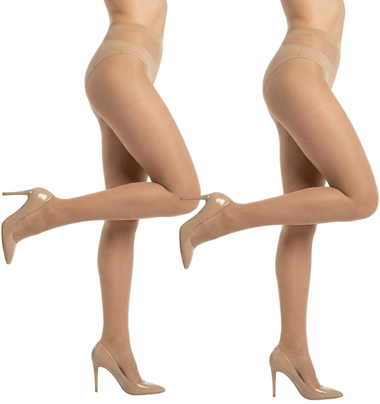 Thrymme Nude Tights, 2PCS High Waist skin colour tights for Women, Rip-Resistant Durable Control Top Reinforced Toe Nude Hosiery