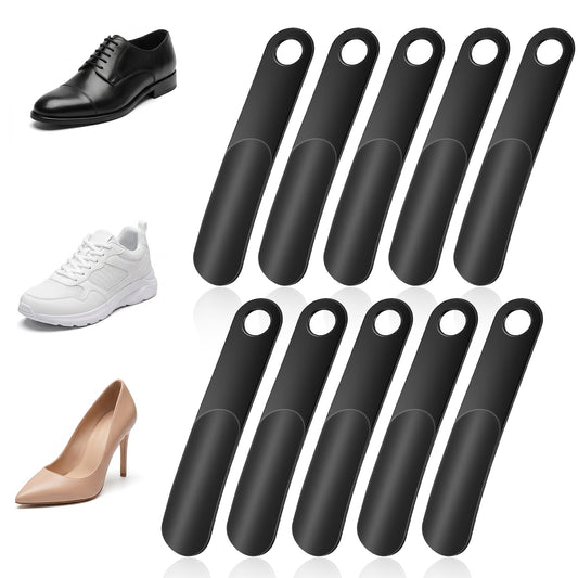 guduling Plastic Shoe Horns, 10 Pcs Small Shoe Horn for Men & Women, Lightweight PP Design, 18.3 x 4 x 1 cm (Black)
