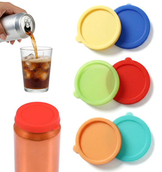 6 Pcs Soda Can Lids, Reusable Silicone Can Lids for Fizzy Drinks - Leak-Proof & Dust-Resistant Covers (Multi-Colour, 5.8 cm Diameter)