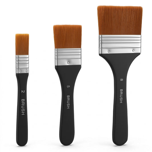 Guduling 3 Pcs Acrylic Paint Brush,3 Size Acrylic Paint Brush Sets,Flat Brushes for Acrylics Painting with Wooden Handle for Acrylics,Oil, Body, Facial mask Brushes