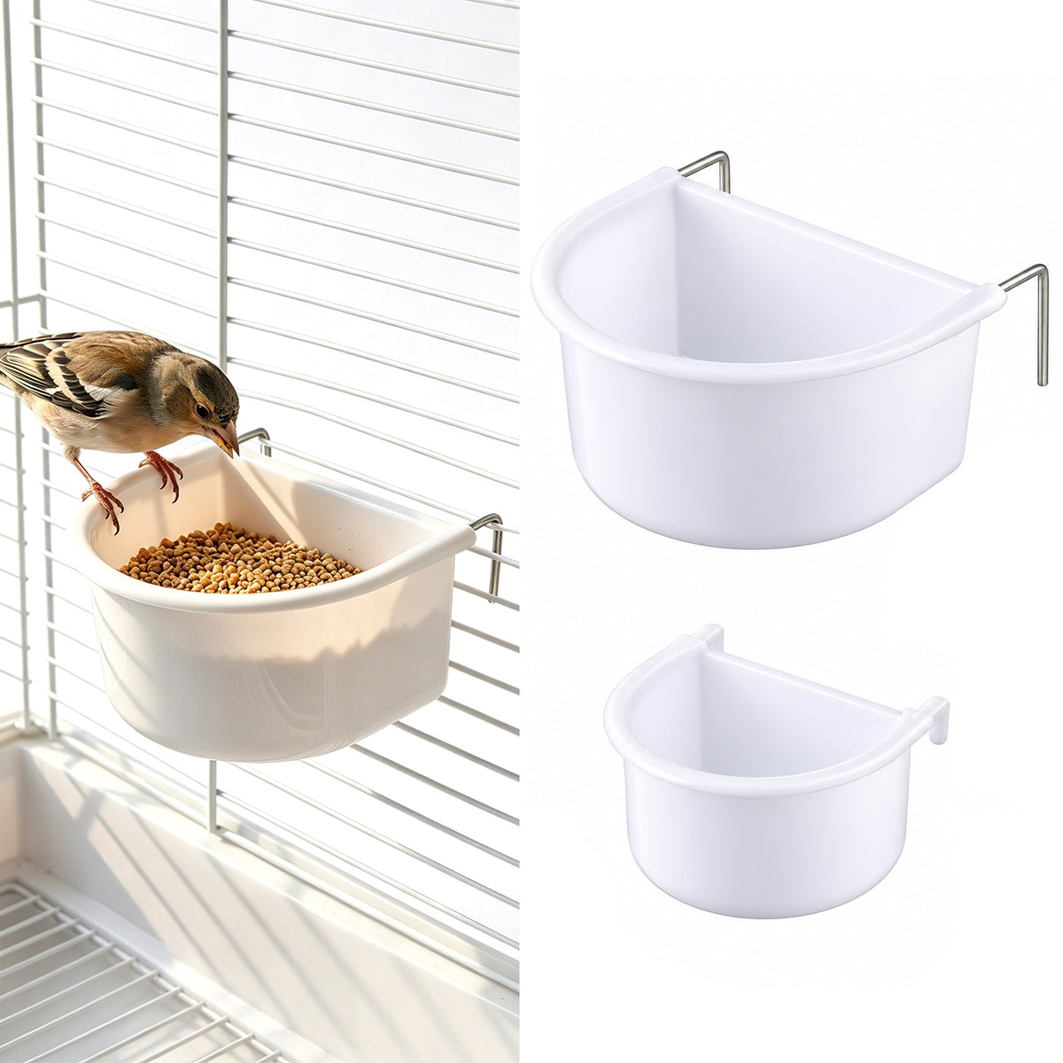 2 Pack Bird Bowls for Cage,Plastic Bird Food Bowl