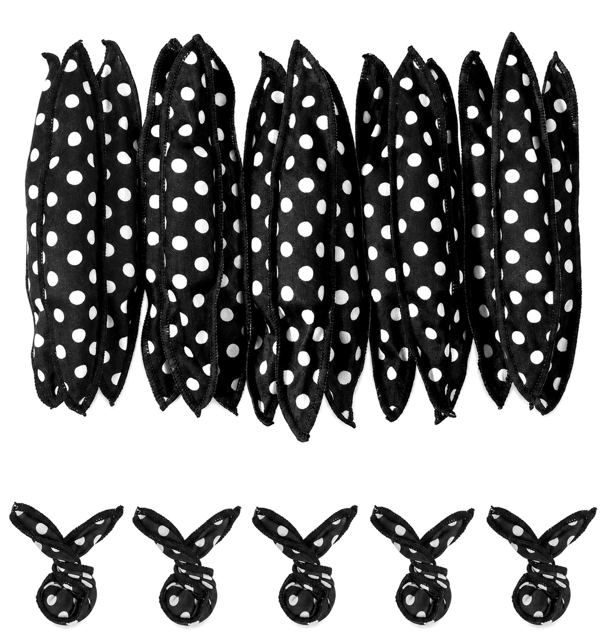 15 PCS Pillow Rollers, Soft Hair Rollers for Night Sleep (Black)