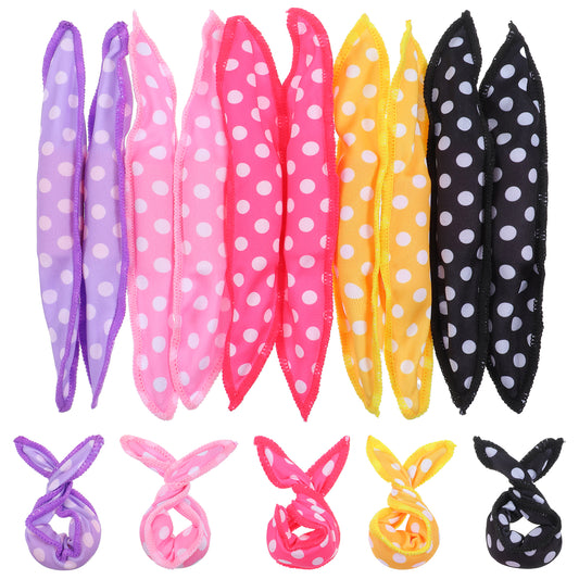 10Pcs Pillow Rollers, Satin Pillow Curlers, Flexible Soft Pillows Curls, DIY Night Sleep Foam Hair Styling Tools, for Women Tousle Hairstyle No Heat Heatless,5 Colors