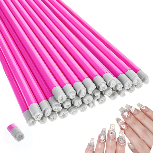Classicseali 30PCS Nail Art Pens Stamps,Silicone Nail Stamps for Nail Art,Nail Art Stamp Pen,DIY Nails Art Tools,Different Pattern Floral Nails Stamps Pens for Women and Girls Creative Home Arts Salon