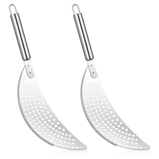 Guduling 2 Pcs Pan Strainer,Stainless Steel Strainer for Pot,Pots Strainers with Handle, for Universal Stovetop Drain Insert,for Boiling Pasta, Blanching Veggies, Frying & Home Canning Prep