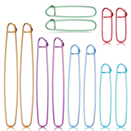 Oruola 12 PCS Knitting Stitch Holder Set, Colorful Zinc Alloy Yarn Stitch Holder Set, Aluminum Stitch Holders for Knitting, Crochet Tools for DIY Blankets, Scarves, Sweaters, and More