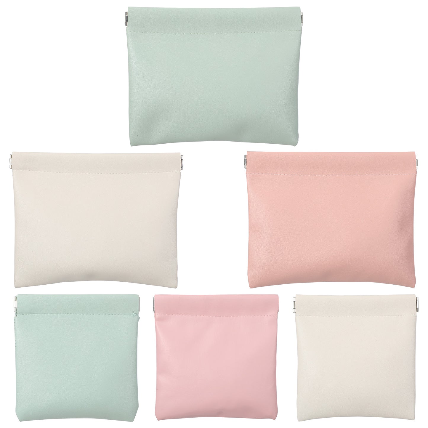 Guduling 6pcs Self-Closing Magnetic Mini Portable Pouch, Snap Closure Leather Organizer Pouch, Waterproof Mini Purse Pouches, Pocket Small Travel Storage Bag for Jewelry Coin Makeup