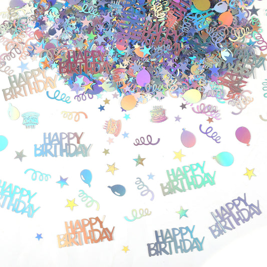 Elegaperma Table Confetti Birthday, PVC Iridescent Party Table Scatter for Anniversary Decorations