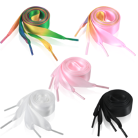 guduling 5pairs Ribbon Laces, Satin Shoelaces, 1.7cm Wide Flat Shoe Laces, Silk Coloured Shoe Lace Replacement Shoelaces for Women Casual Shoes