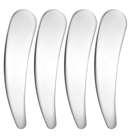 4PCS Makeup Spatulas, Mini Metal Cosmetic Spatulas, Reusable Skincare Scoop for Mixing Sampling Cream Eye Face