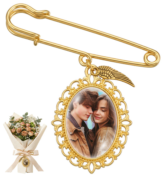 1 Pcs Wedding Bouquet Photo Charm, Bouquet Charm Memory Pin