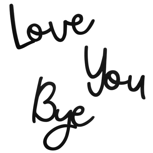 Oruola 2pcs Love You Bye Sign, Wooden Love You Bye Door Topper with Adhesive Dots Express Loves and Warm Family Sign for Office Front Door Bathroom Hallway Entryway Black