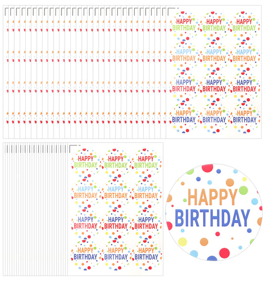 Happy Birthday Sticker for Cards, 60PCS Birthday Stickers for Cards Self-Adhesive Colorful Confetti Labels, for Cards, Envelopes, Gift Wrapping, and Party Decorations