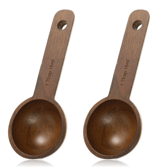 2 PCS Coffee Scoop, Natural Wooden Tablespoon Measuring Spoon (15ml)
