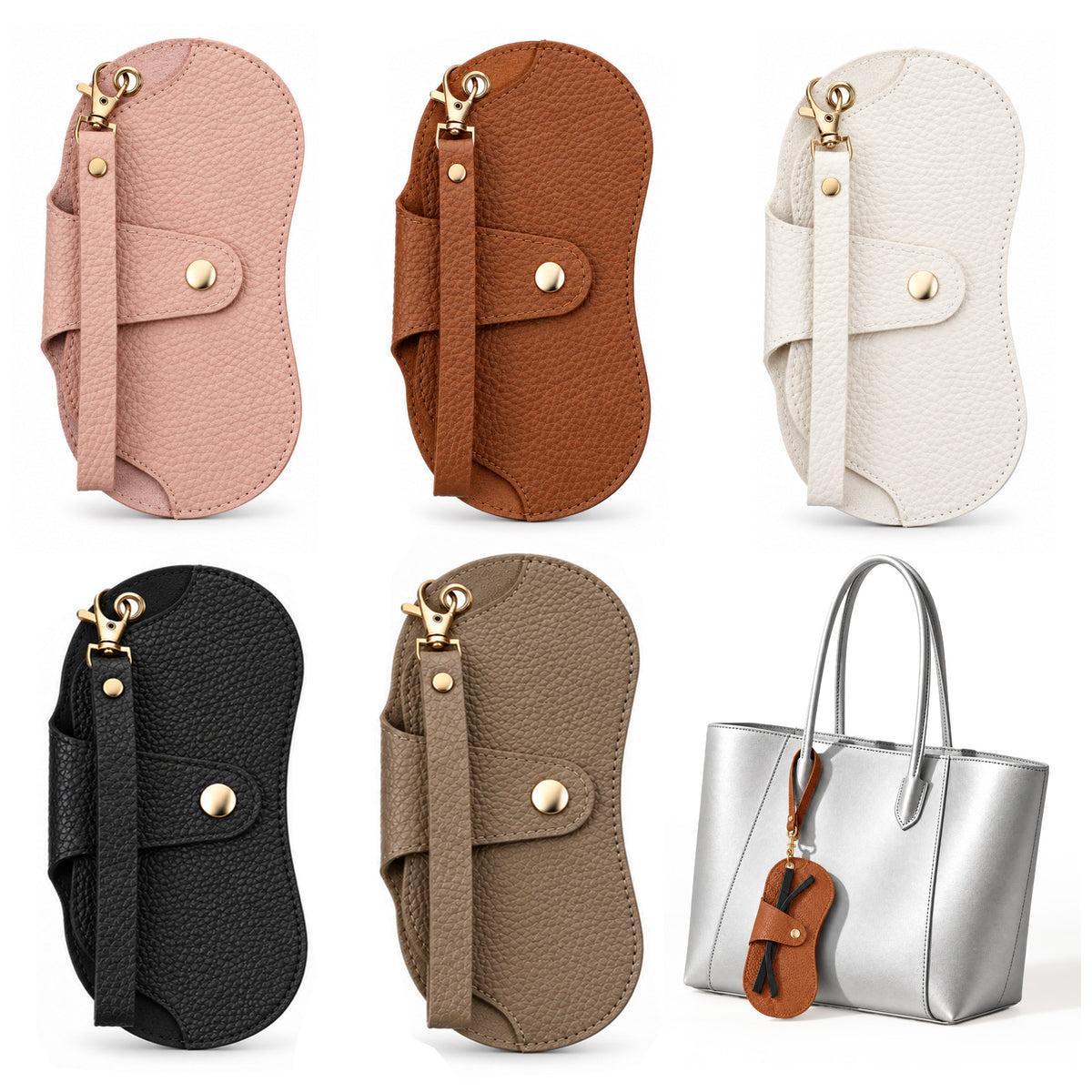 Elegaperma 5pcs Slim Glasses Cases, Slim Leather Glasses Case for Women