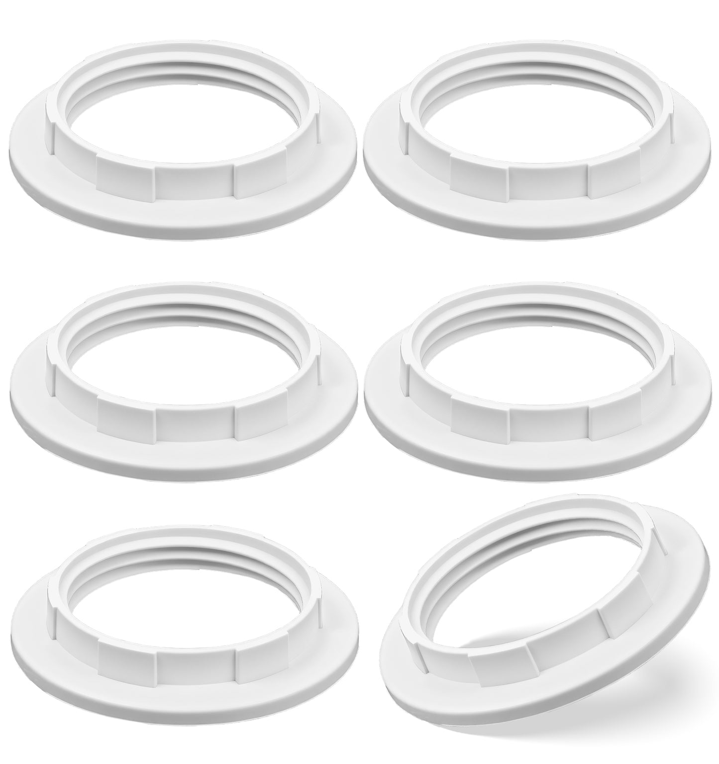6 Pcs Lampshade Reducer Ring, Lamp Shade Adapter Ring for E26 to E27 Socket, Screw-On Lamp Shade Reducer Rings Holder for Standard E26/E27 Socket, White (Fits Most Table & Ceiling Lamps)