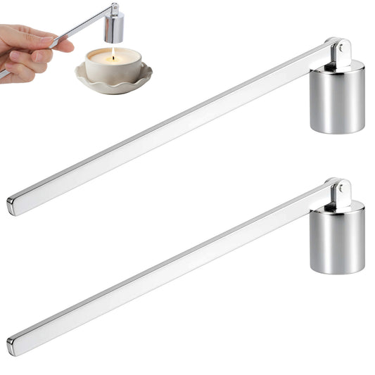 guduling Elegaperma 2pcs Candle Extinguisher, Candle Snuffer Uk With Long Handle, Stainless Steel Candles Snuffers for All Candles, 6.7 Inch, Silver