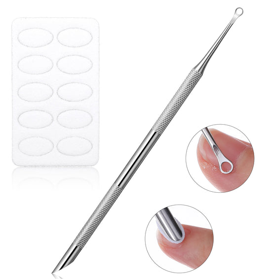 Cuticle Pusher Tool, 1PCS Double End Nail Scraper + 1sheet Sandpaper Sheets, Nail Cuticle Pusher for Manicure Pedicure Nail Dead Skin Care