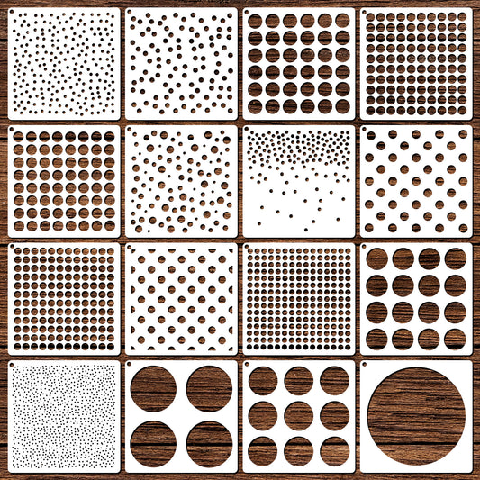 Elegaperma 16PCS Dot Painting Templates Stencil,Reusable Stencils for Crafts Reusable & Sharp-Edge Circle Stencil for Wall, Fabric and DIY Art Projects