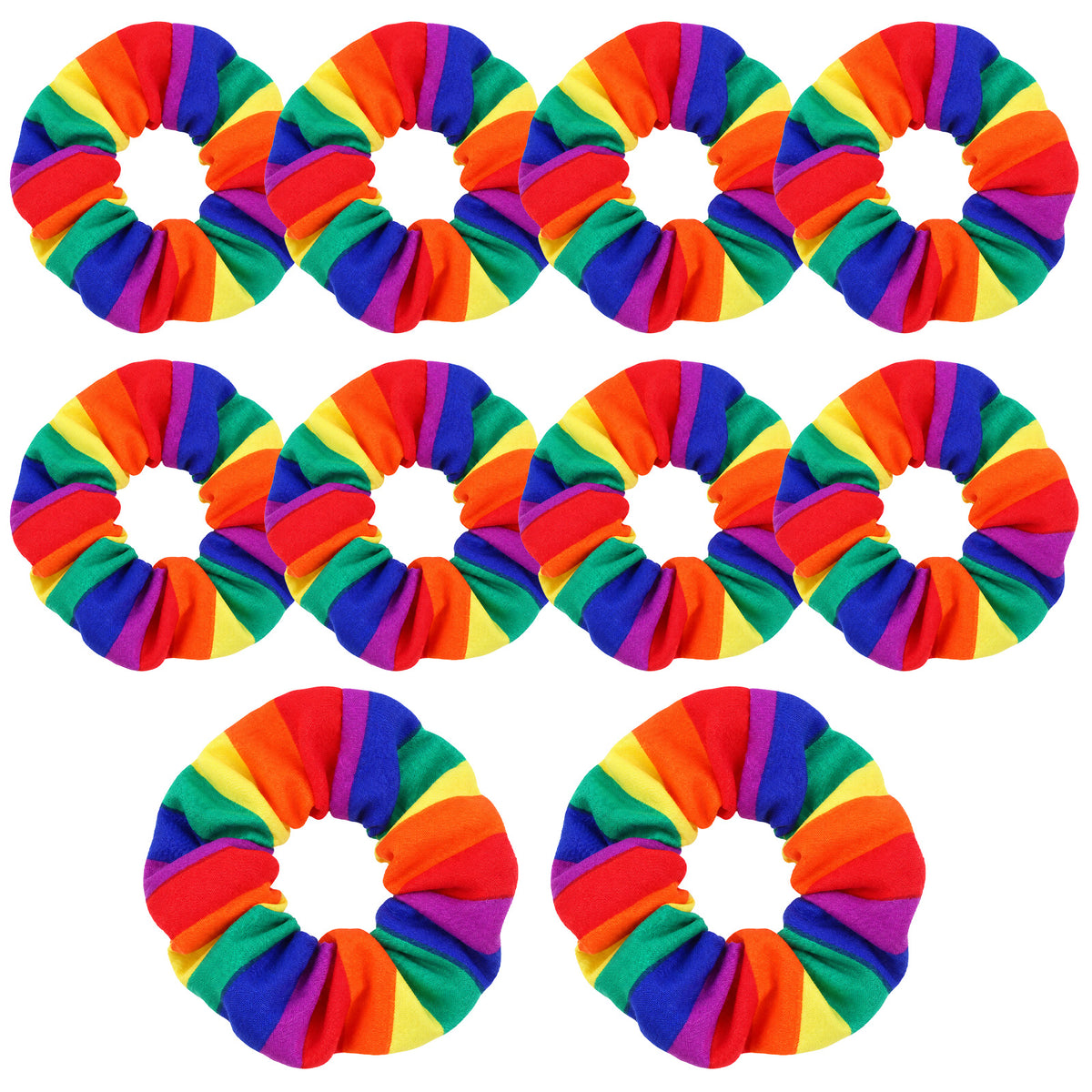 Elegaperma 10 Pcs Rainbow Scrunchies, Colorful Striped Elastic Hair Ties