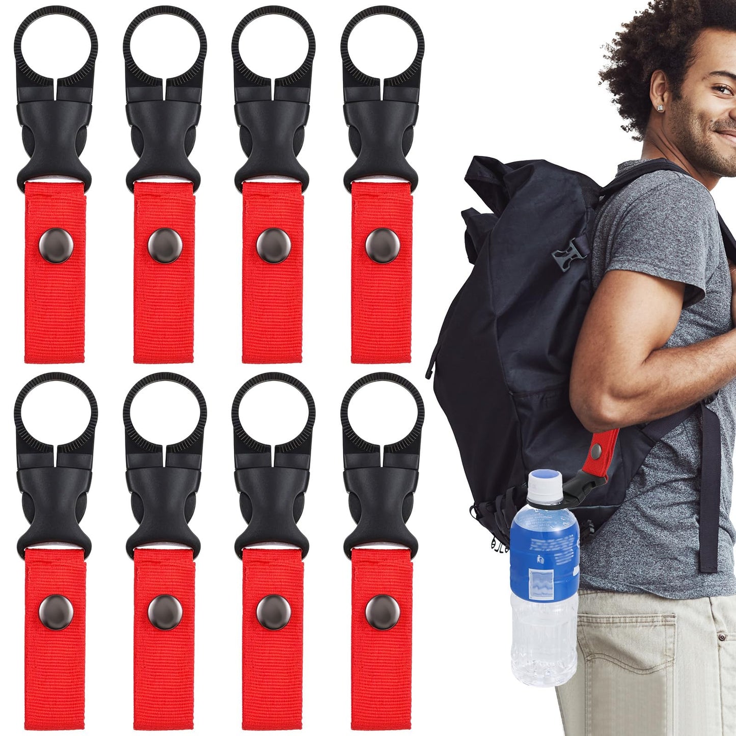 Classicseali Pack of 6 Bottle Holder Belts, Water Bottle Clip, Nylon Versatile Bottle Holder Belt, Cup Holder Belt for Outdoor Activities, Camping, Hiking, Fishing, Travel, Red