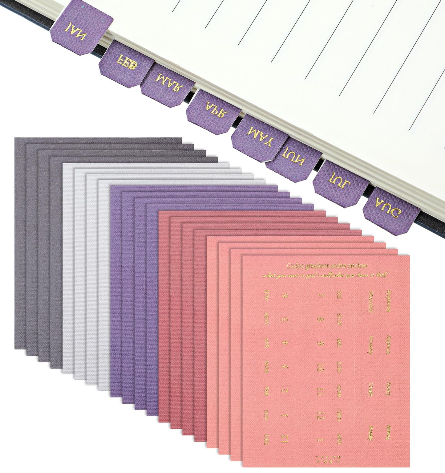 20 Sheets Planners Monthly Tabs, 360 Pcs Self-Adhesive Planner Stickers, Journals Index Tabs Suitable for Journals Agendas and Organizers Office Supplies