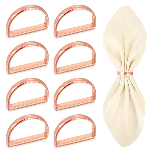 Guduling Napkin Rings Bulk - Napkin Rings Set of 8, Rose Gold Metal Napkins Ring for Elegant Table Settings, Weddings, Parties, and Family Dinners