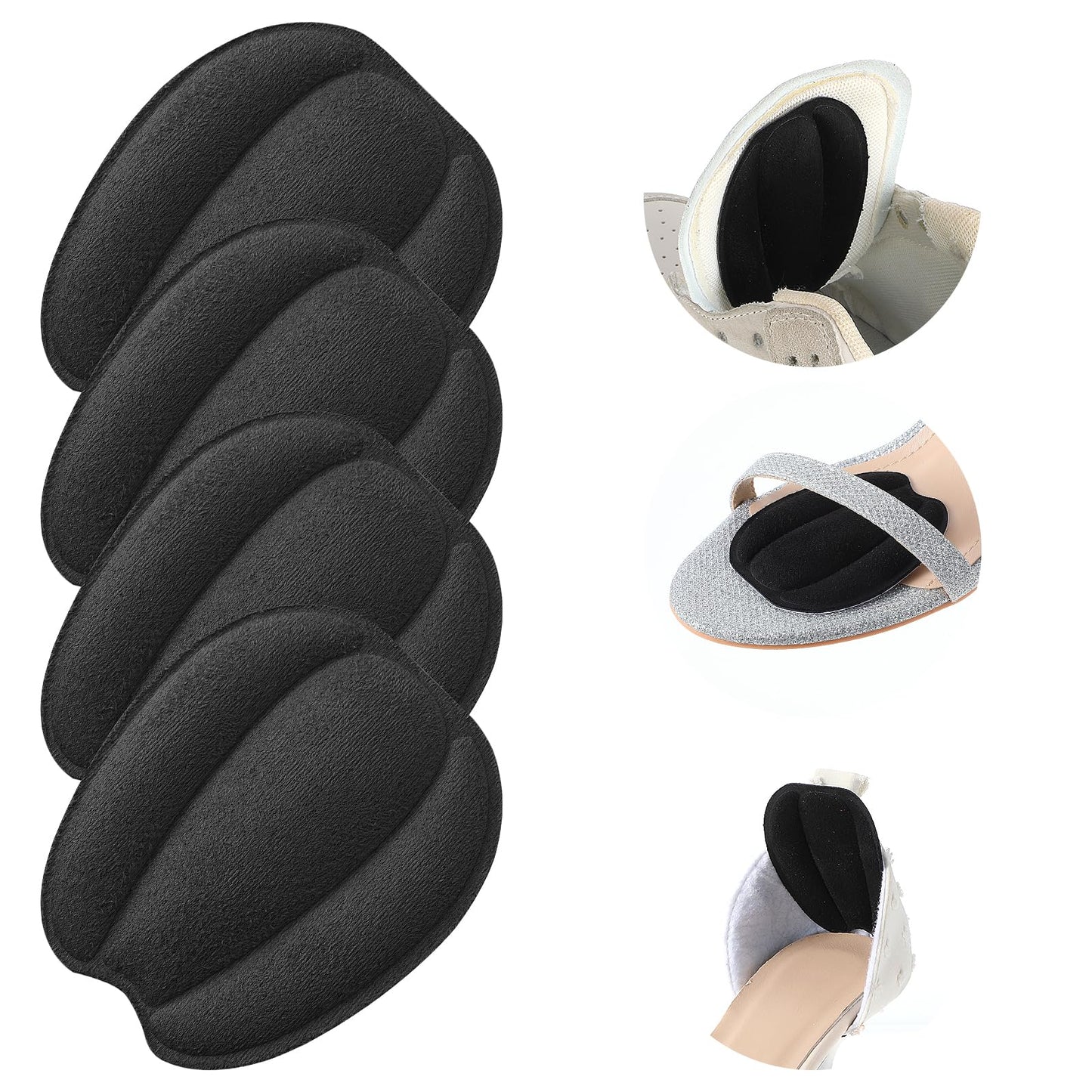 Oruola 4pcs Shoe Tongue Pads, Non Slip Tongue Cushion Inserts Felt Shoe Pads for Men and Women,Heel Pads,Forefoot Insoles,Adjusting Shoe Fit(Black)