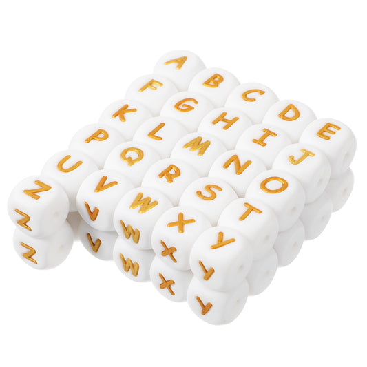 Elegaperma Easter Beads, Silicone Letter Beads, Square Alphabet Silicone Piano Letter Beads for Bracelet Making and DIY Crafts