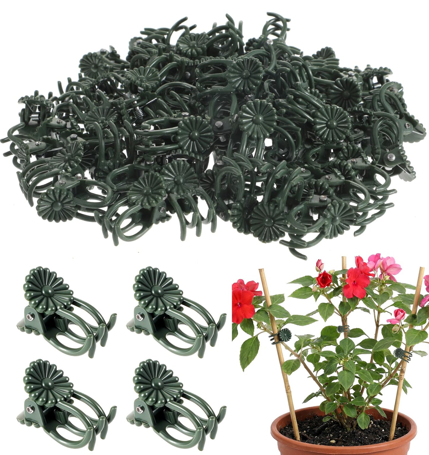 FRCTLNKG 60 Pcs Orchid Clips, Plant Clips for Climbing Plants, Orchid Vine Garden Trellis Flower Stem Grippers to Grow Upright