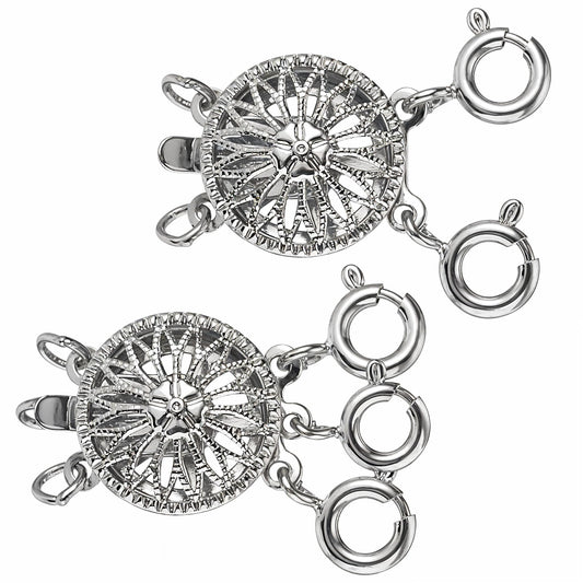 Oruola 2pcs Silver Necklace Separator for Layering,Sunflower Necklace Layering Clasps,Necklace Stacker Clasp,Multiple Necklace Clasp,Keep Necklaces from Tangling,Necklace Clasps for Layered Look