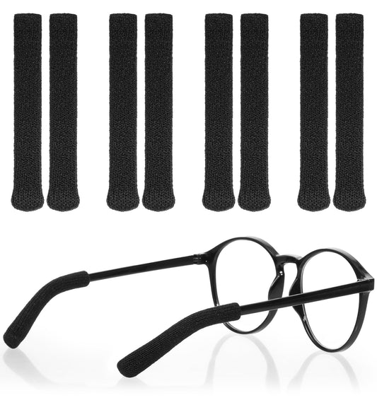 Eye Glass Ear Cushion, 4 Pairs Soft Anti-Slip Temple Tips Sleeve, Glasses Behind Ear Protectors Arm Covers for Eyewear Pain Relief (Black)