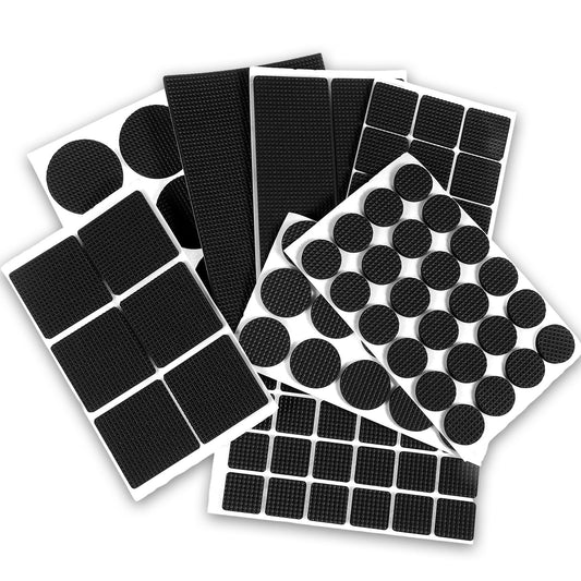 Classicseali 93pcs Non Slip Furniture Pads, 8 Sizes of Non-Slip Rubber Stickers, 3 Styles of Noise-Reducing Self-Adhesive Rubber Pads, Chair Leg Floor Protectors for Various Furniture Legs, Black