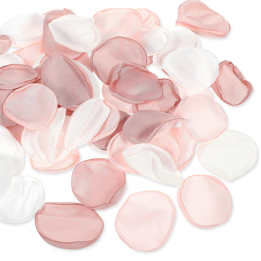 Classicseali Pack of 200 Rose Petals Silk, Rose Petals, White Pink, Romantic Decoration, Artificial Rose Petals for Wedding, Valentine's Day, Baby Shower, Bridal Shower, Reusable