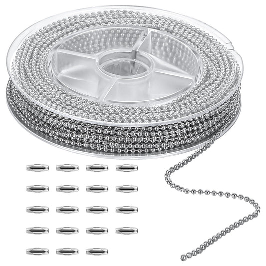 Oruola 32.8 FT Ball Bead Chain,2.4mm Silver Beaded Chain,Necklace Chains for Jewelry Making with 20pcs Ball Chain Connectors for Dog Tag Chain,DIY Bracelets Keychain Craft,Jewelry Making Supplies