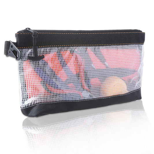 oruola Small Mesh Zipper Tool Pouch,Clear Zipper Pouch,Pouch Bags for Men Tools,Tool Zipper Pouch Bag for Tool Box Organizers and Storage, Heavy Duty Small Tool Pouch,Tool Bag Organizer