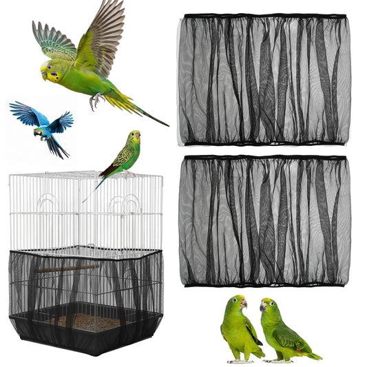 guduling 2-Pack Seed Catcher for Bird Cage,Adjustable Bird Cage Seed Catcher, Birds Cages Seeds Catchers for Round & Square Large Cages, Fits Parakeets, Cockatiels & More