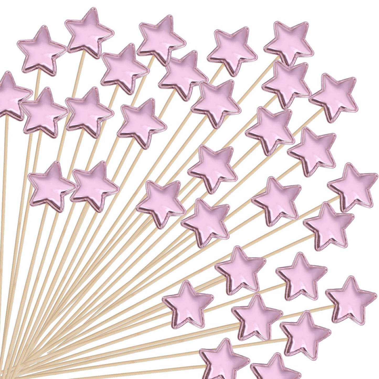 Elegaperma 100 Pcs Star Bamboo Cocktail Sticks,Pink Star Cocktail Sticks for Food, 13.5 Cm Fancy Toothpicks for Drinks, Bamboo Skewers for Party Decorations
