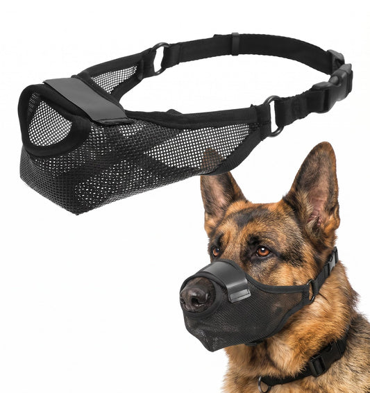 Mesh Muzzle for Dogs, Soft Muzzle for Medium-Sized Dog Breathable Air for Scavenging Biting Licking & Barking, Black
