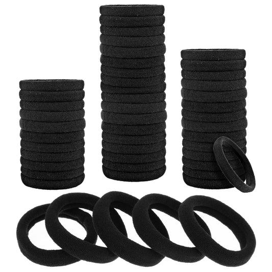 Oruola 100pcs Black Elastic Hair Ties,Soft Thick Seamles Hair Ties,No Damage Hair Ties,Ponytail Holders for Thick Hair,Elastics Hair Accessories for Women Girls