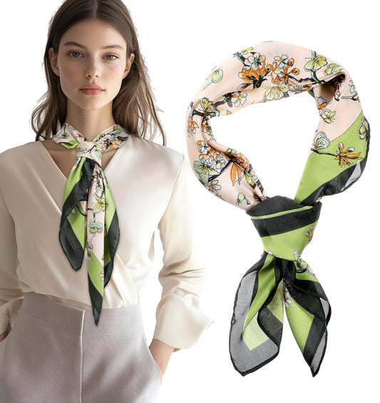 Heasy Women's satin scarf 27.5 x 27.5 inches square elegant silk head scarf