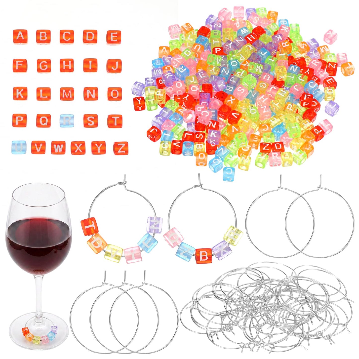 Classicseali Pack of 60 Wine Glass Charms Pendants Beads Wine Glass Pendant